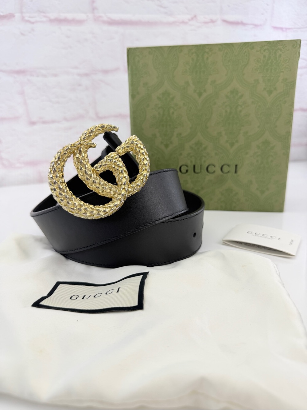 Gucci Moon Calfskin Scales Double G 40mm Belt 85/34 582348